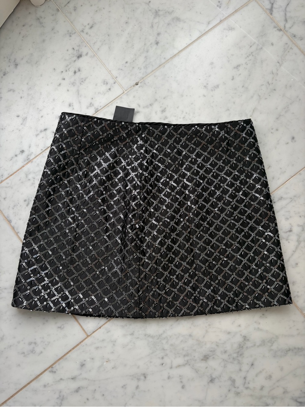 H&M Black Mini Skirt with Silver Sequin Lattice